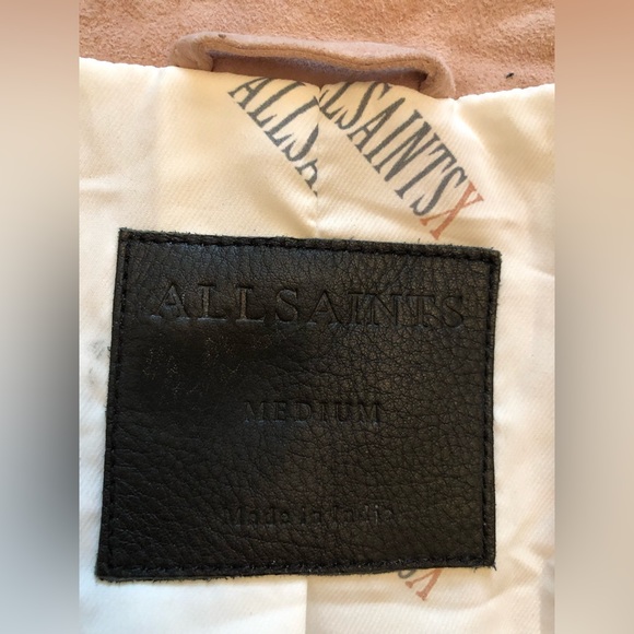 All Saints Leather Suede Dusty Rose Pink color Biker Jacket size M - Picture 11 of 15